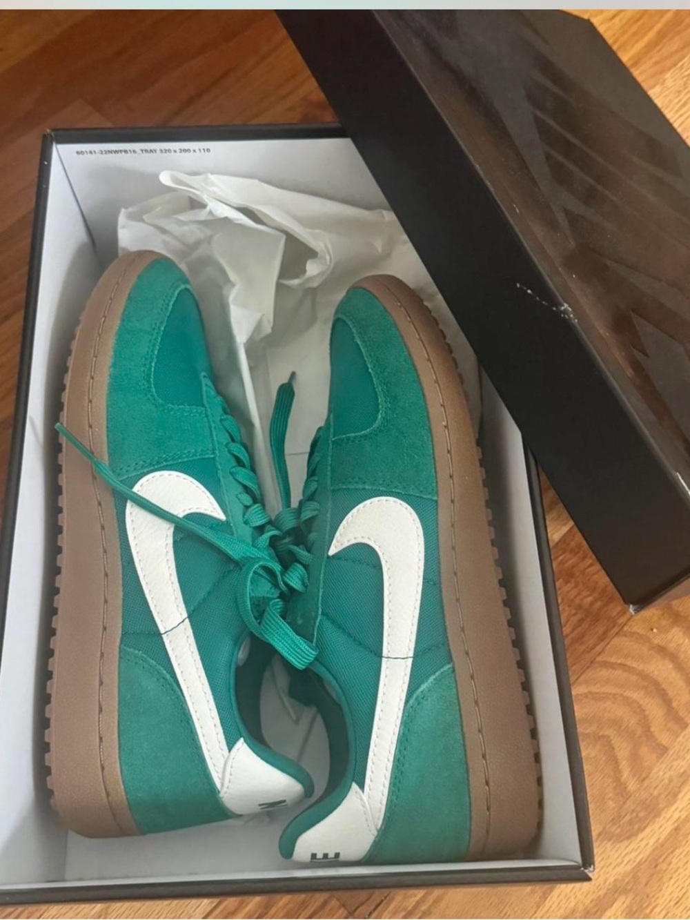 Nike Teal Green Suede & Mesh Sneakers with White Swoosh